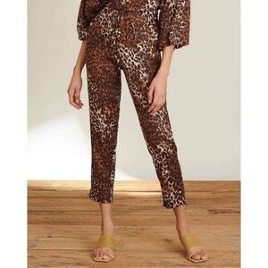 Veronica Beard | Women's Oksana Cropped Leopard Print 100% Linen Pants Size 4